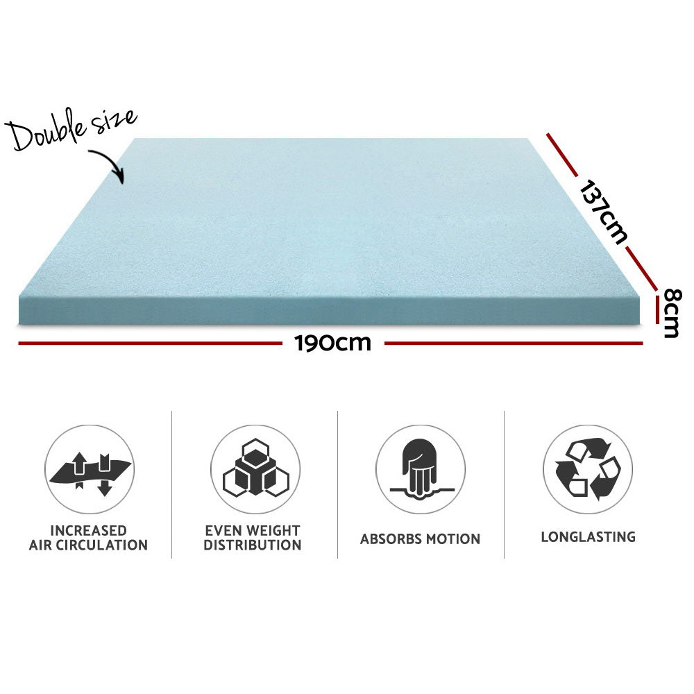 Giselle Bedding Memory Foam Mattress Topper Cool Gel 8cm Double Does Not Apply