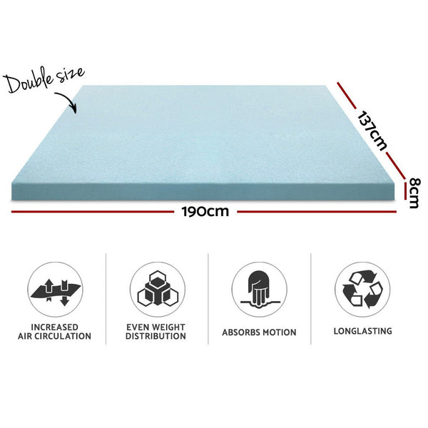 Giselle Bedding Memory Foam Mattress Topper Cool Gel 8cm Double Does Not Apply