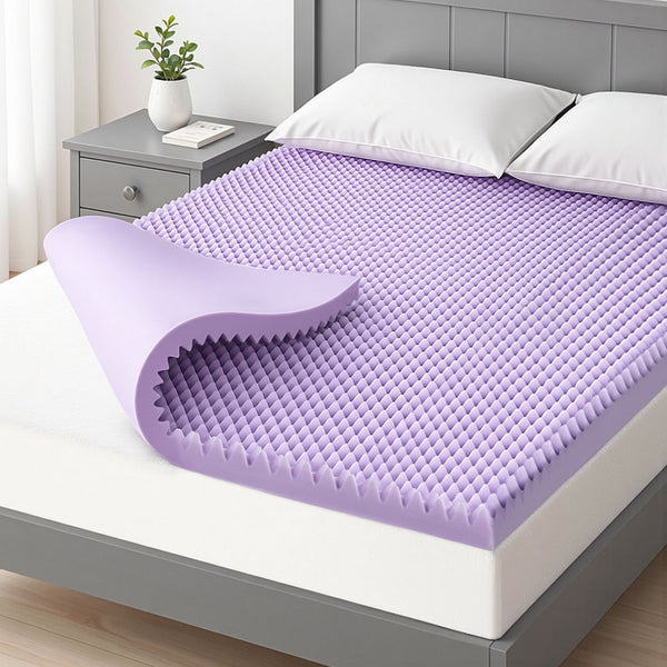 Giselle 5cm Memory Foam Mattress Topper Lavender Infused Egg Crate Pad Mat Queen Giselle Bedding
