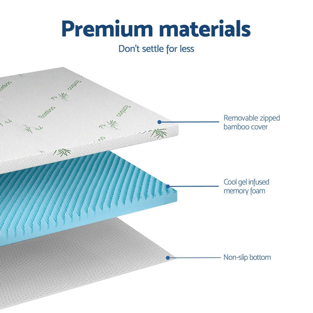 Giselle 8cm Memory Foam Mattress Topper Gel Egg Crate Foam Bamboo Double Giselle Bedding