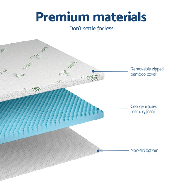 Giselle 8cm Memory Foam Mattress Topper Gel Egg Crate Foam Bamboo Double Giselle Bedding