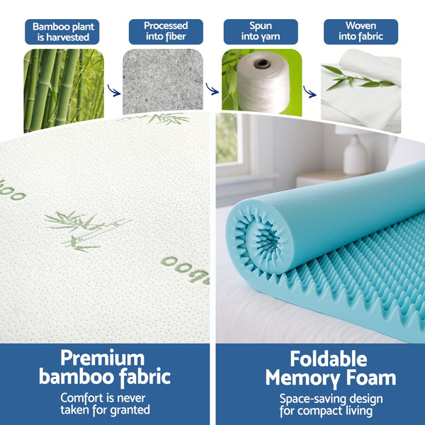 Giselle 8cm Memory Foam Mattress Topper Gel Egg Crate Foam Bamboo Queen Giselle Bedding