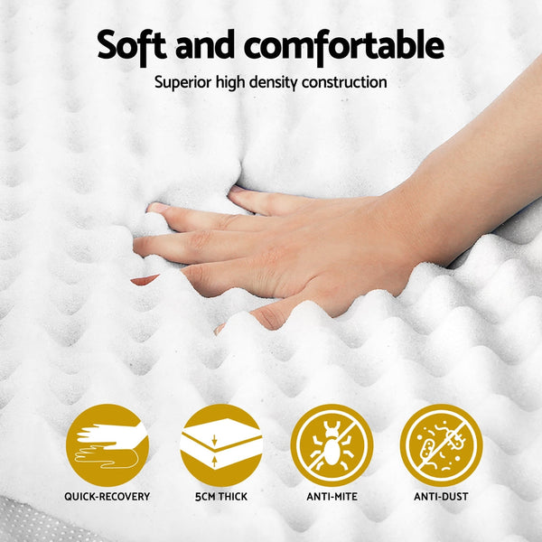 Giselle Bedding Memory Foam Mattress Topper Egg Crate 5cm King Single Awezingly