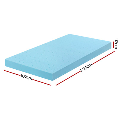 Giselle 12cm Memory Foam Mattress Topper Ventilated Cool Gel Bamboo Cover King Single