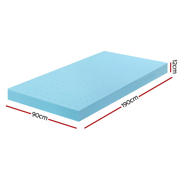 Giselle 12cm Memory Foam Mattress Topper Ventilated Cool Gel Bamboo Cover Single Giselle Bedding