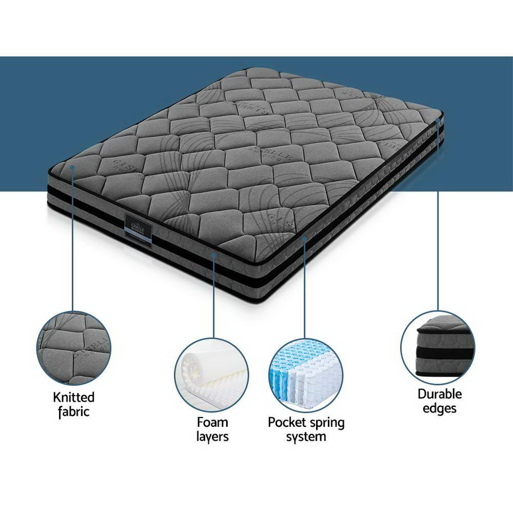 Giselle Bedding Wendell Pocket Spring Mattress 22cm Thick Double Giselle Bedding