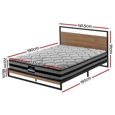 Artiss  Metal Bed Frame Double Size Beds Platform with Mattress