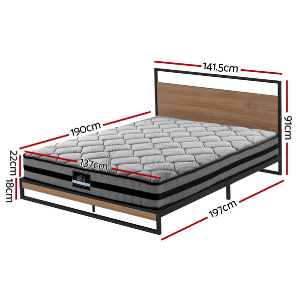 Artiss  Metal Bed Frame Double Size Beds Platform with Mattress Artiss