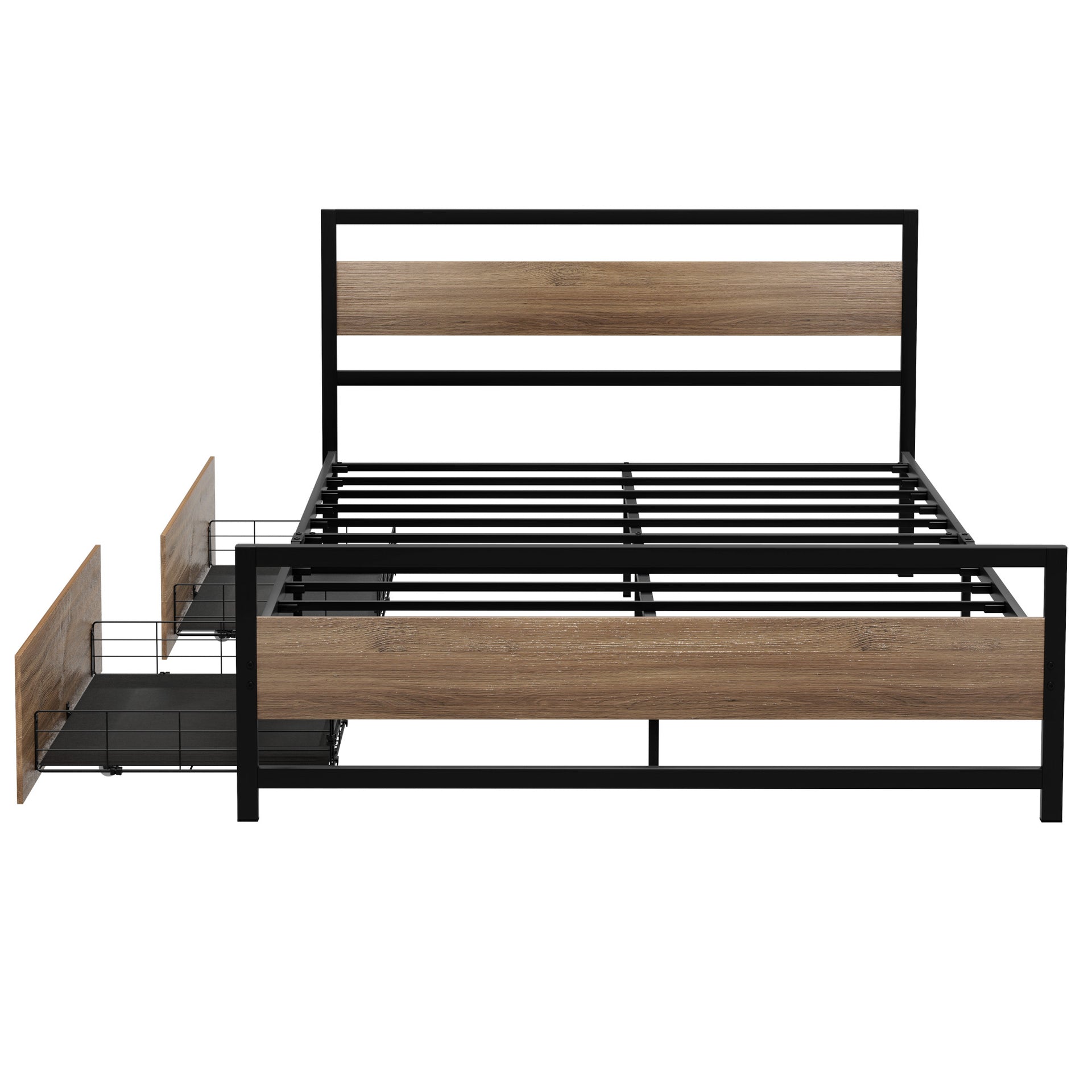 Artiss Bed Frame Double Size Metal Frame with 2 Drawers DREW Awezingly