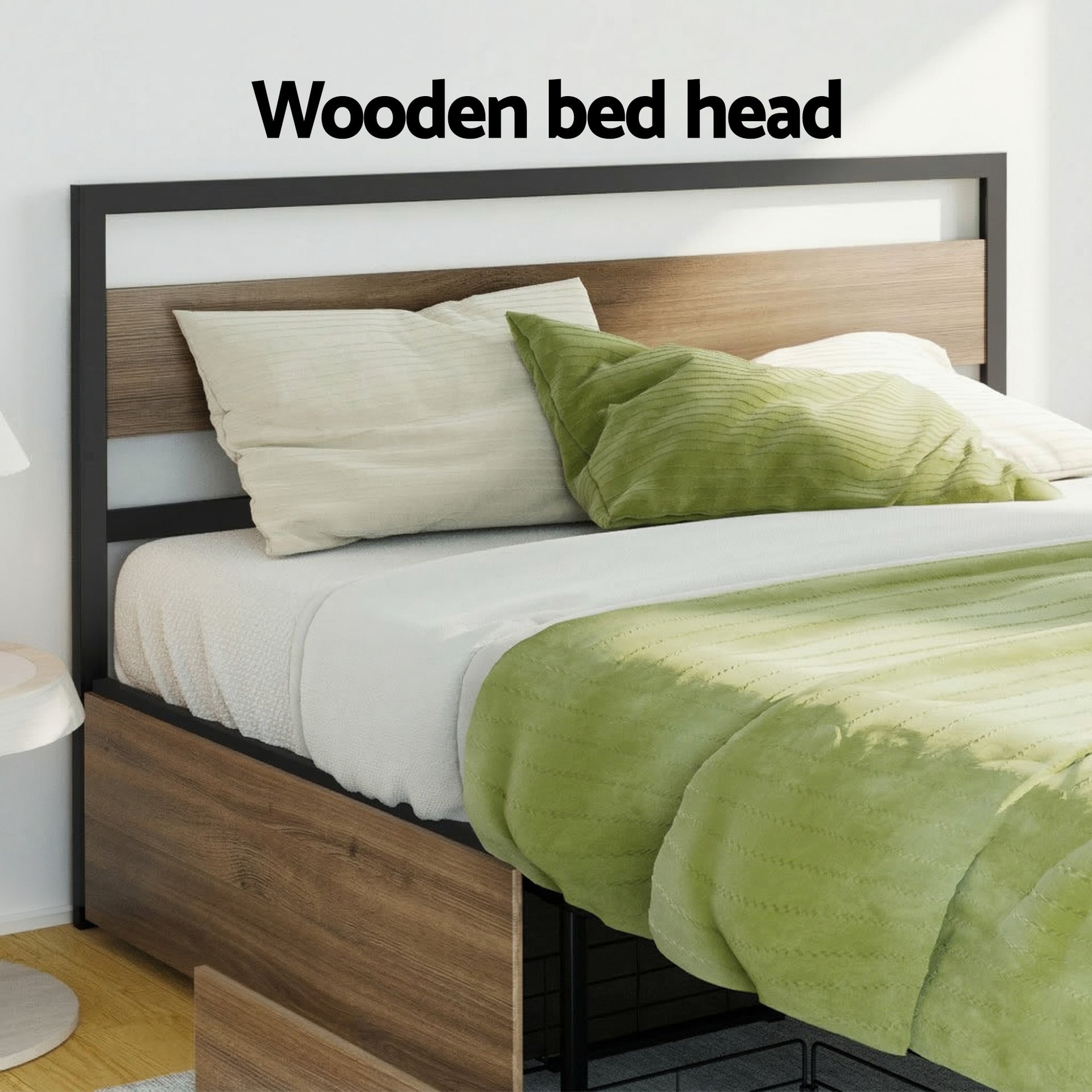 Artiss Bed Frame Double Size Metal Frame with 2 Drawers DREW Awezingly