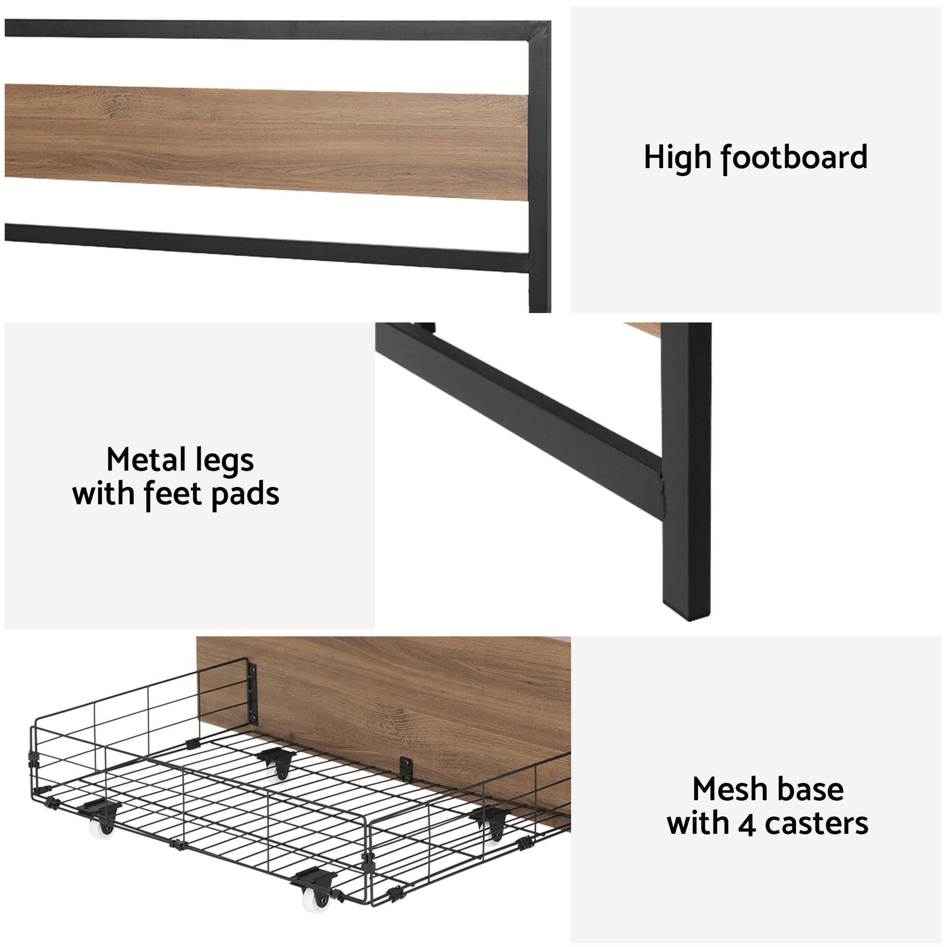 Artiss Bed Frame Double Size Metal Frame with 2 Drawers DREW Awezingly
