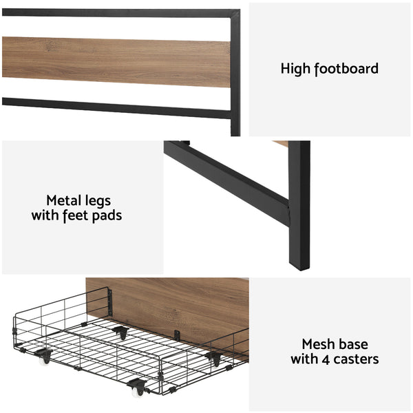 Artiss Bed Frame Queen Size Metal Frame with 2 Drawers DREW Awezingly