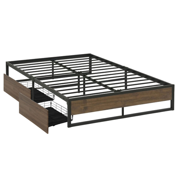 Artiss Bed Frame Metal Frame Double Size Bed Base 2 Drawers OSLO Awezingly