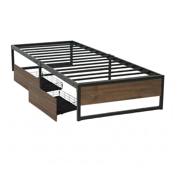 Artiss Bed Frame Metal Frame King Single Bed Base 2 Drawers OSLO Awezingly