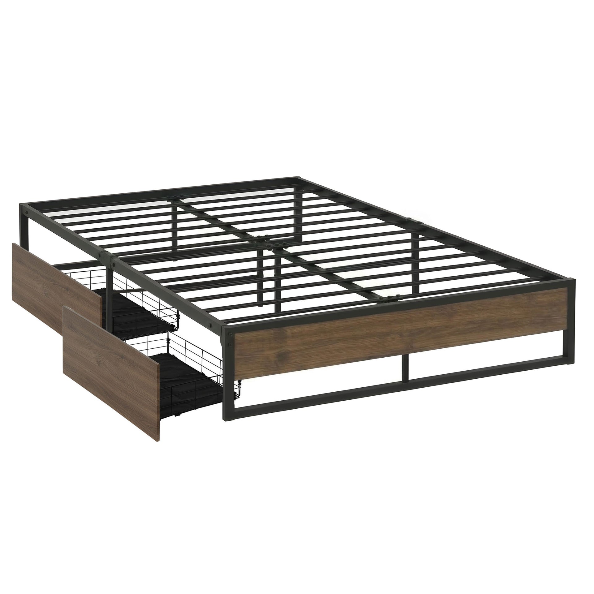 Artiss Bed Frame Metal Frame Queen Size Bed Base 2 Drawers OSLO Awezingly