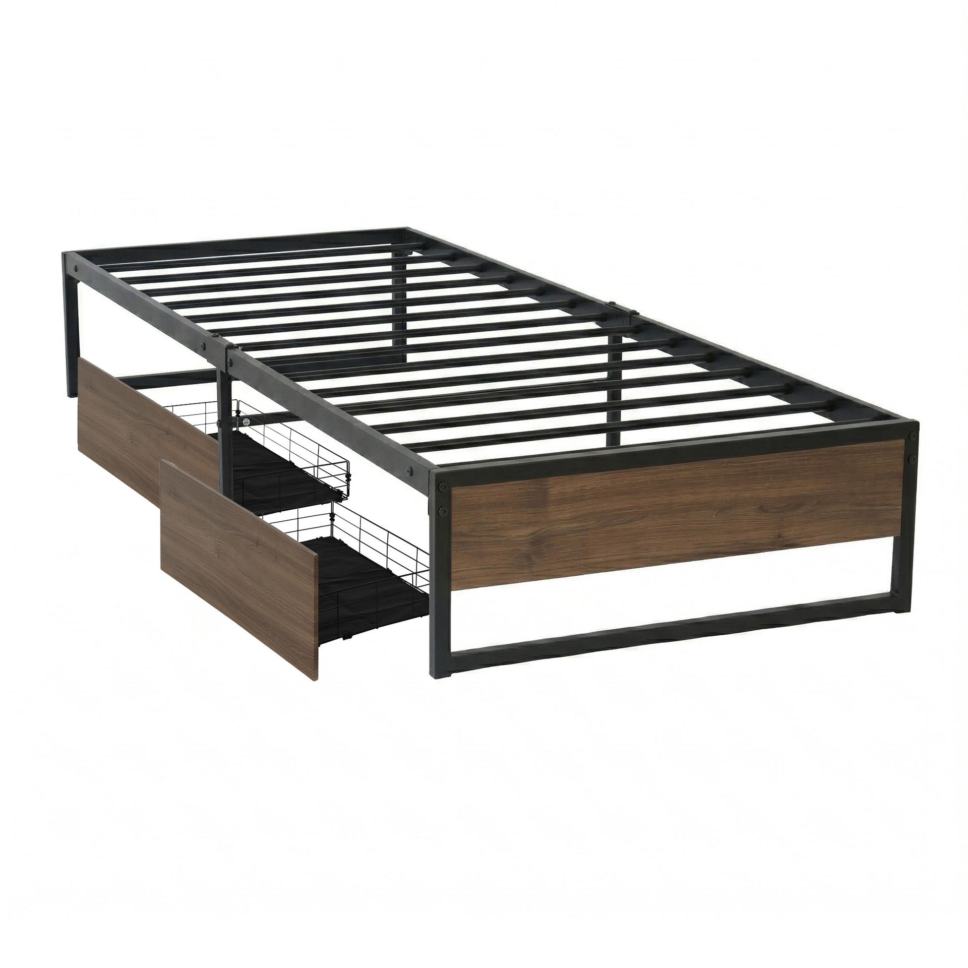 Artiss Bed Frame Metal Frame Single Bed Base 2 Drawers OSLO Awezingly