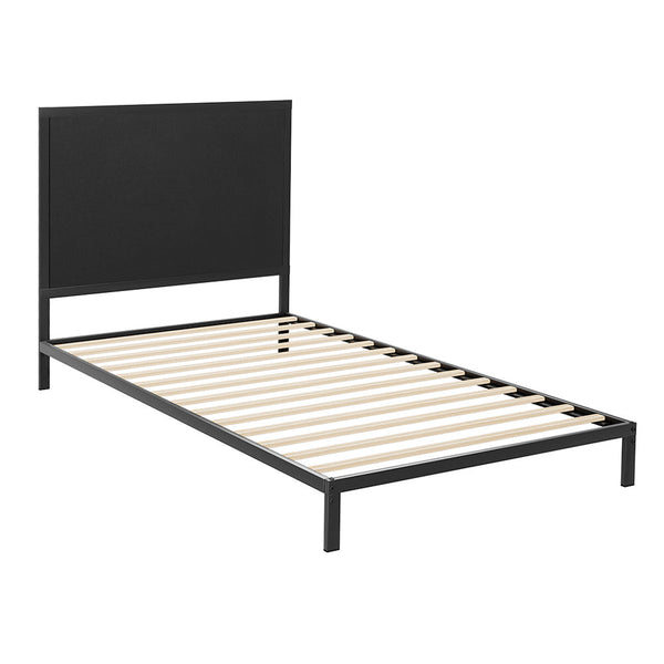 Artiss Bed Frame Metal Bed Base with Charcoal Fabric Headboard King Single PADA Artiss