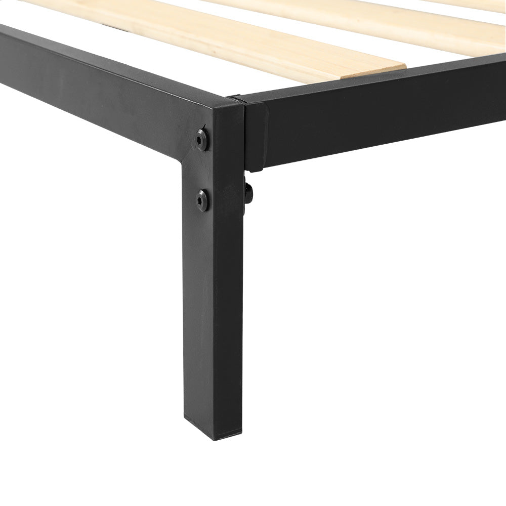 Artiss Bed Frame Metal Bed Base with Charcoal Fabric Headboard King Single PADA Artiss