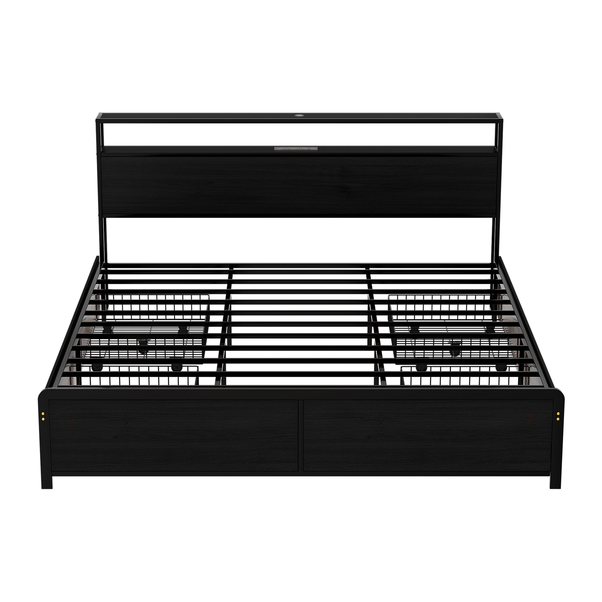Artiss Metal Bed Frame King Size Storage Headboard Charge Station LED 4 Drawers Artiss
