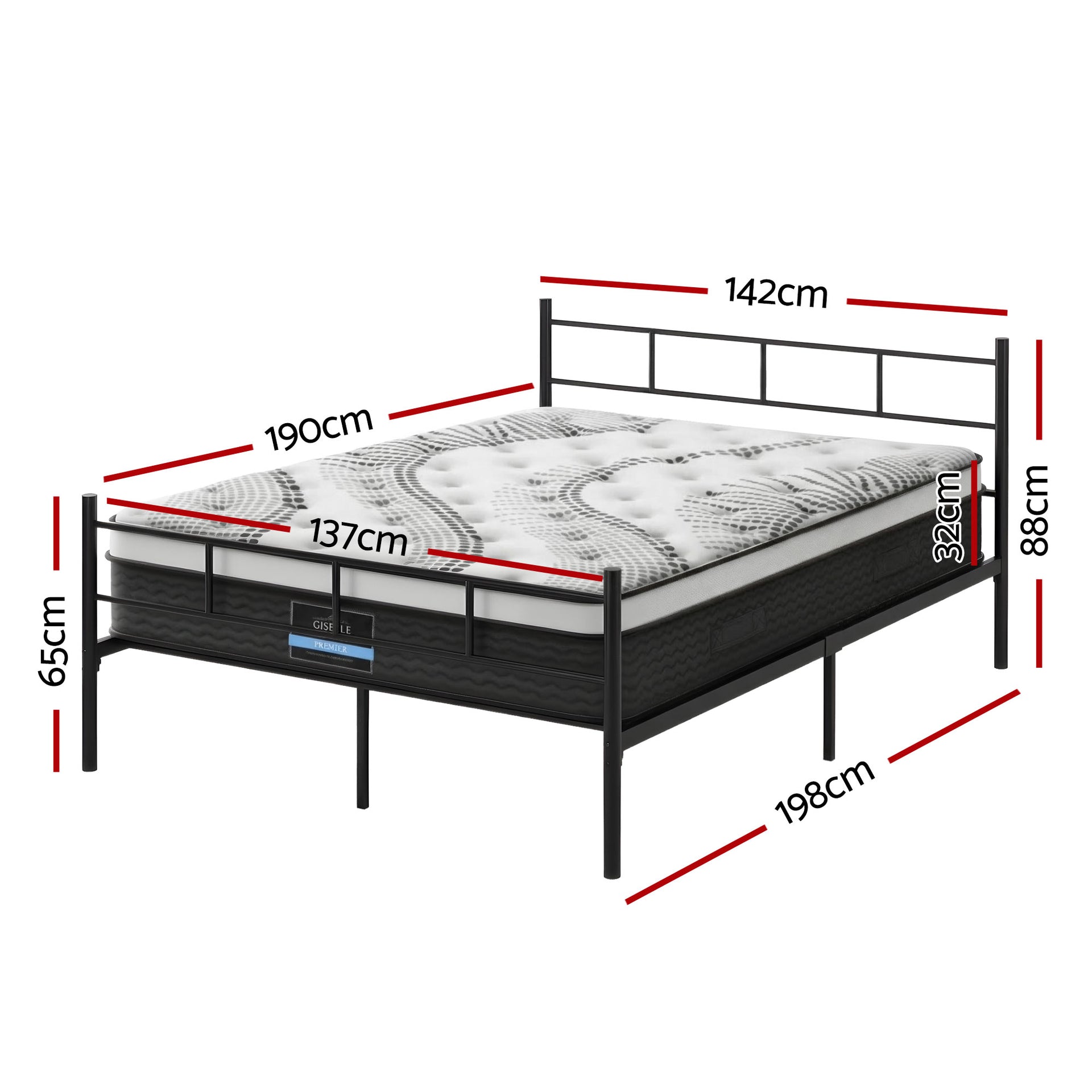 Artiss Bed Frame Double Metal Bed Frames SOL with Mattress Awezingly