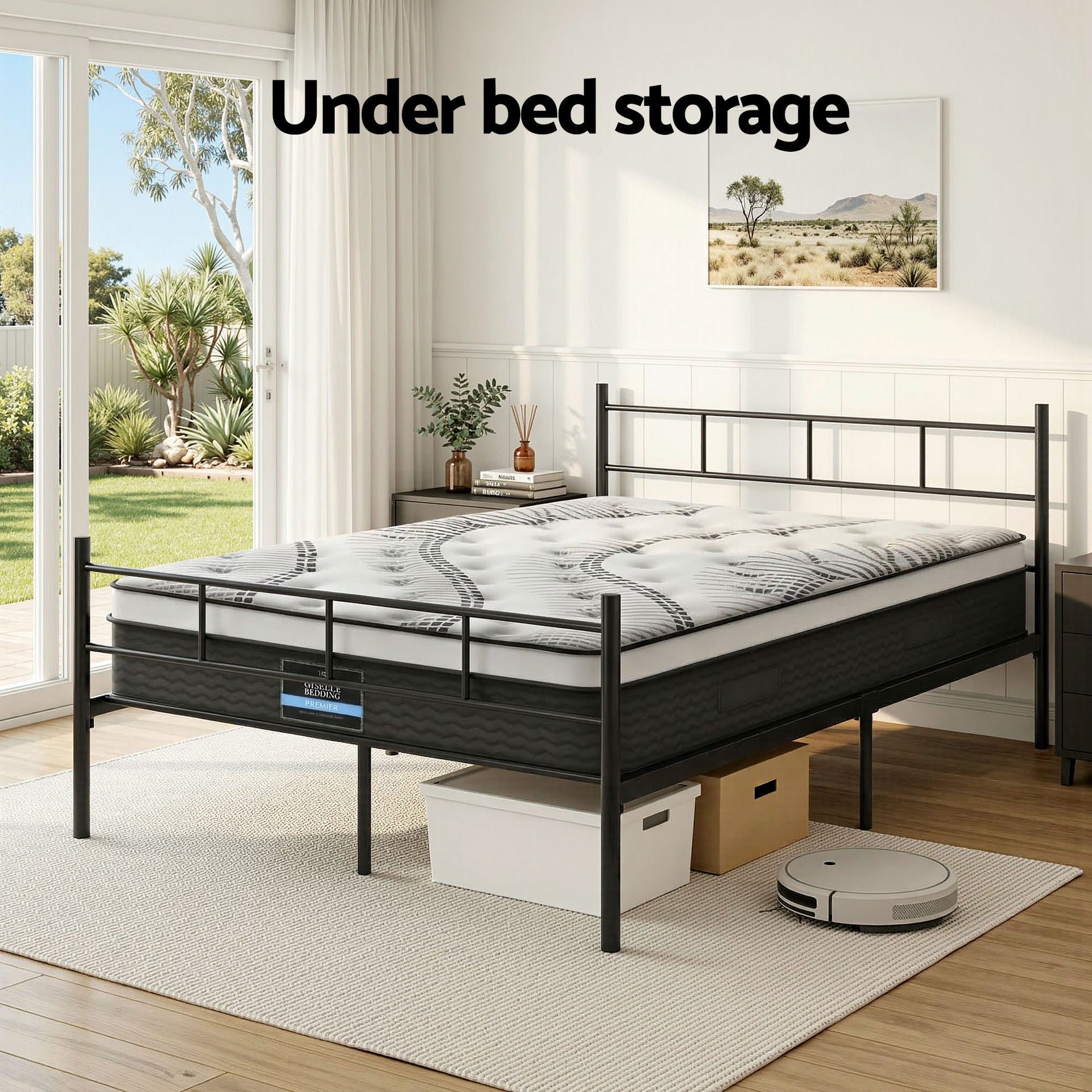 Artiss Bed Frame Double Metal Bed Frames SOL with Mattress Awezingly