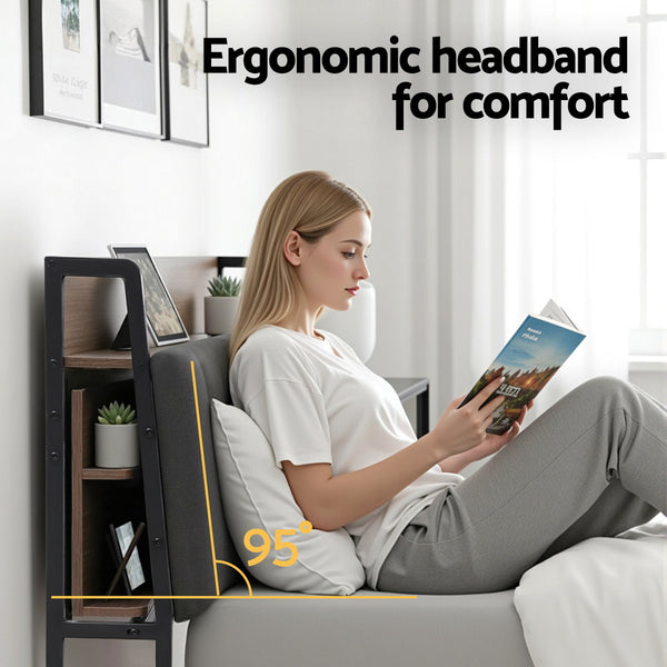 Artiss Metal Bed Frame Queen Size with 2-Tier Hidden Storage with Charging Station Artiss