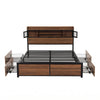 Artiss Double Bed Frame with Charging Station 4 Drawers Storage Oak