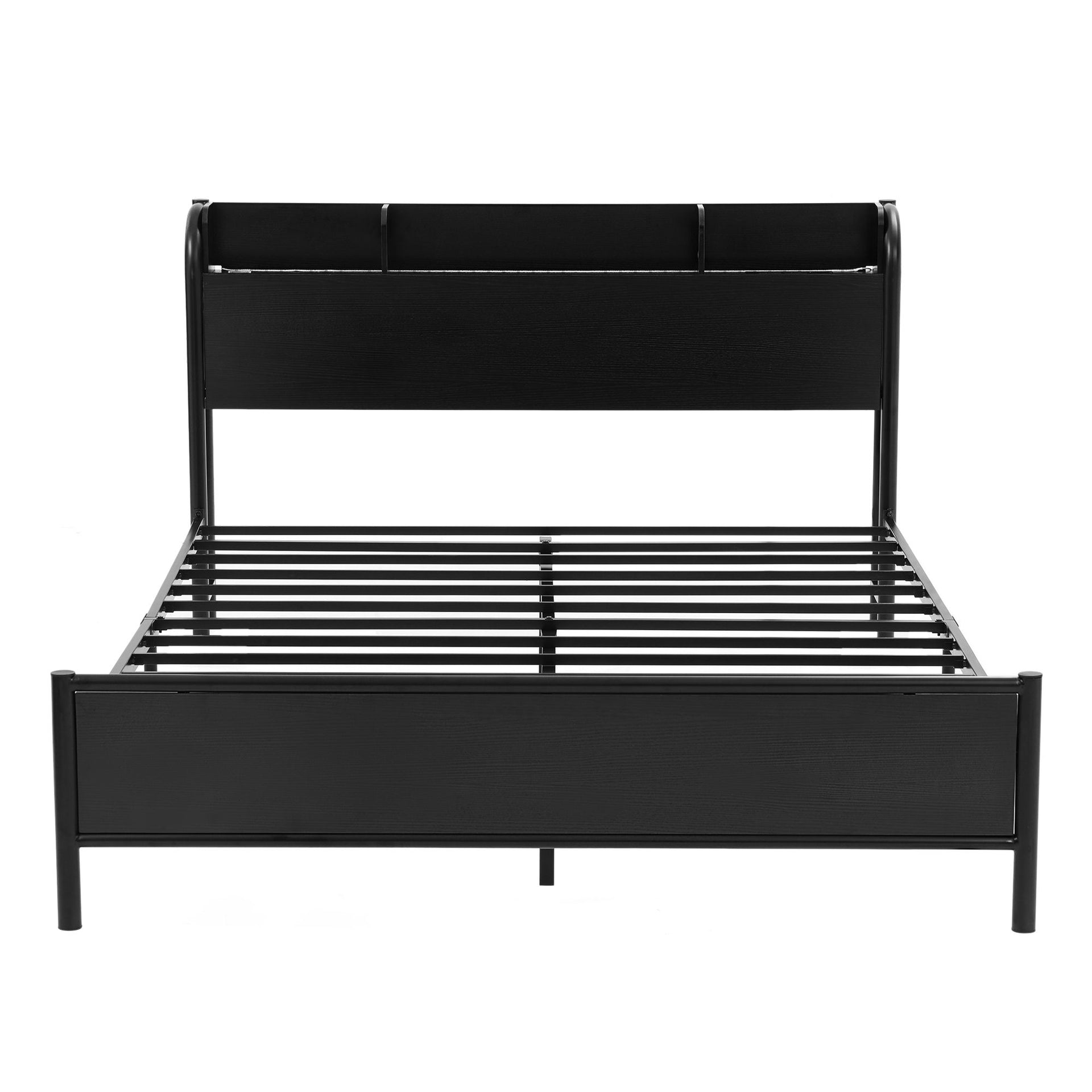 Artiss Bed Frame Double Size with Storage Shelf Headboard Charging Station GRID Awezingly