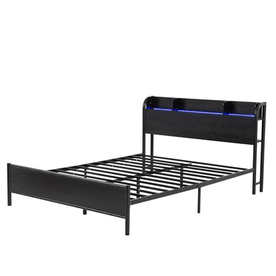 Artiss Bed Frame Queen Size with Storage Shelf Headboard Charging Station GRID
