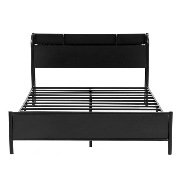 Artiss Bed Frame Queen Size with Storage Shelf Headboard Charging Station GRID Awezingly