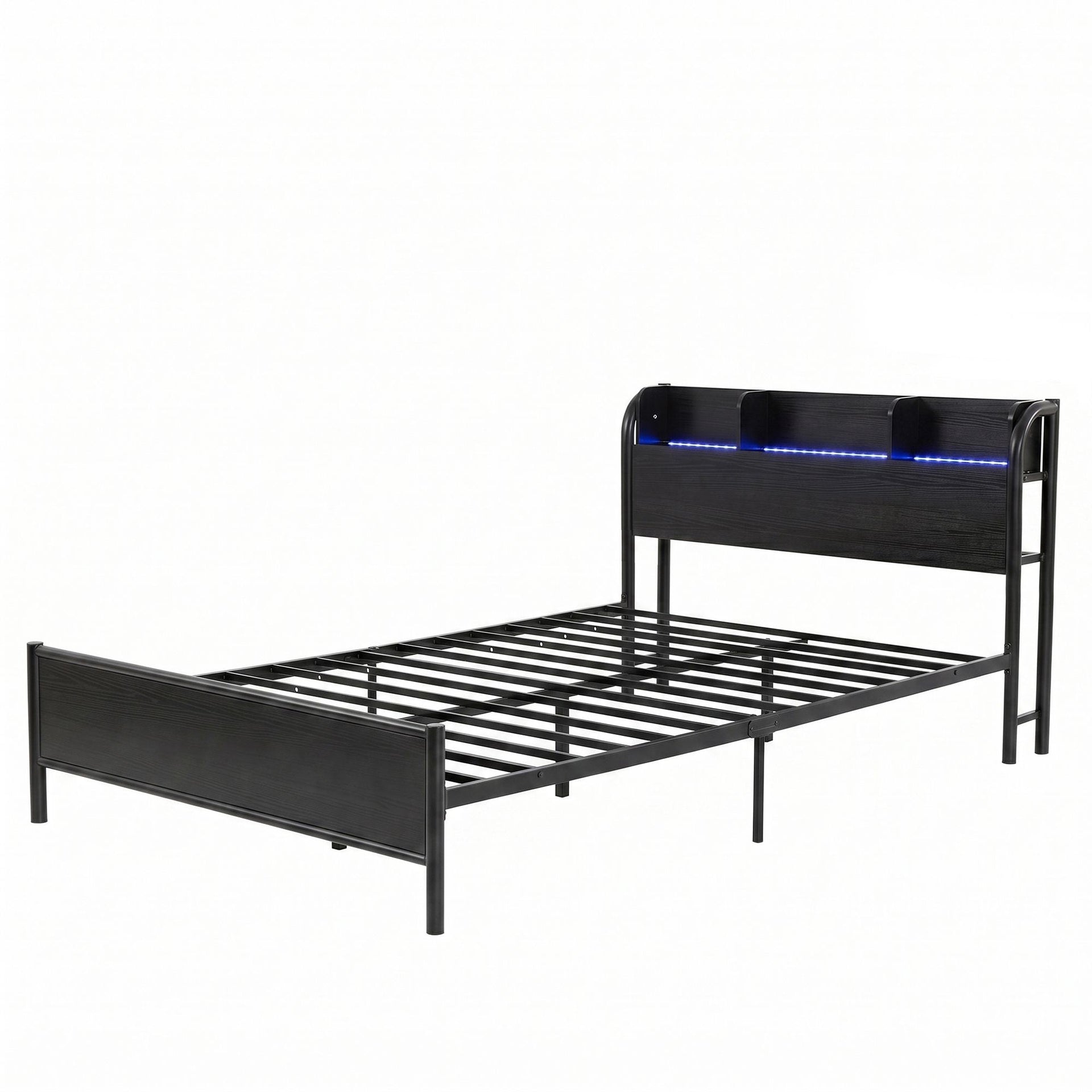 Artiss Bed Frame Single Size with Storage Shelf Headboard Charging Station GRID Awezingly