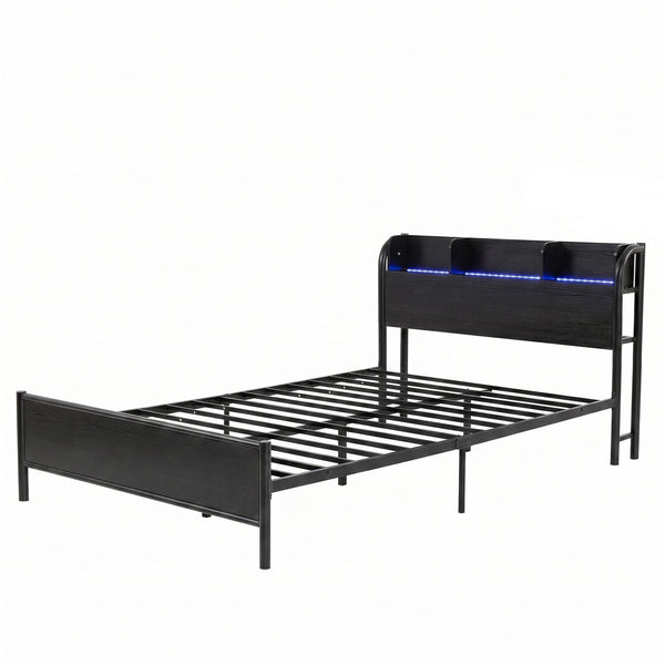 Artiss Bed Frame Single Size with Storage Shelf Headboard Charging Station GRID Awezingly