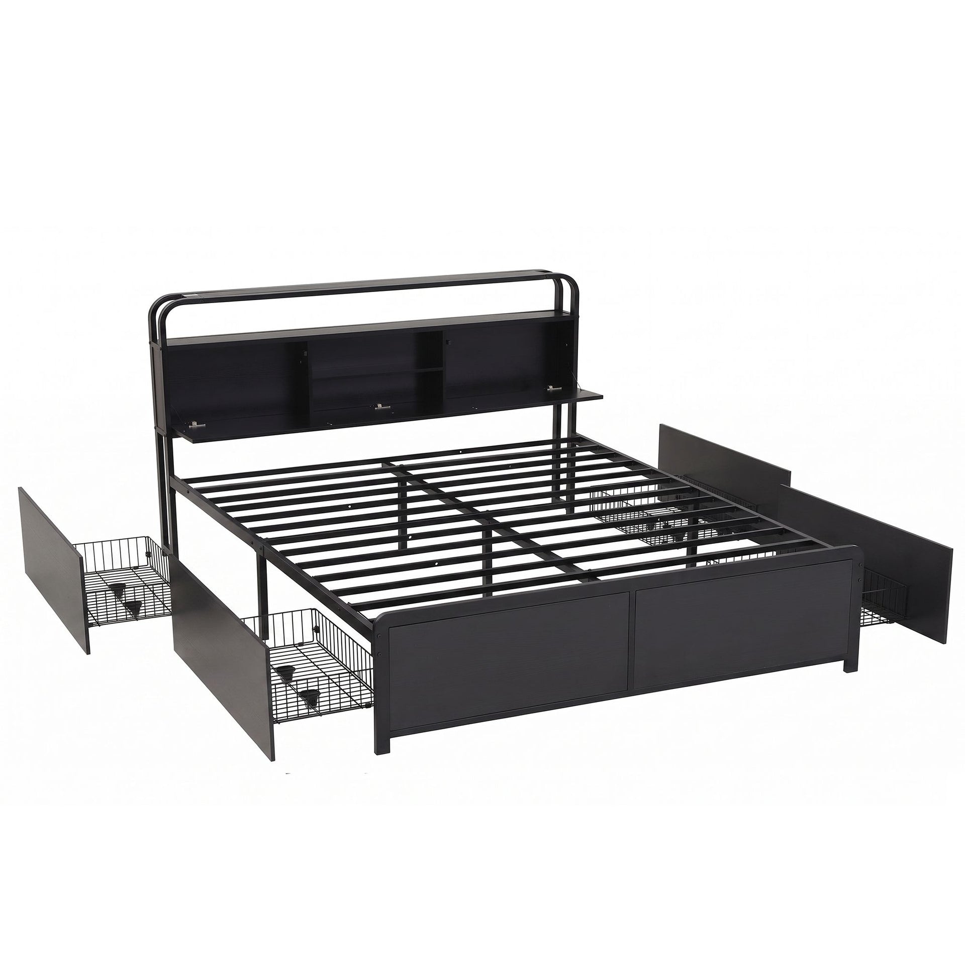 Artiss King Metal Bed Frame 4 Drawers Hidden Storage Headboard HEDY Awezingly