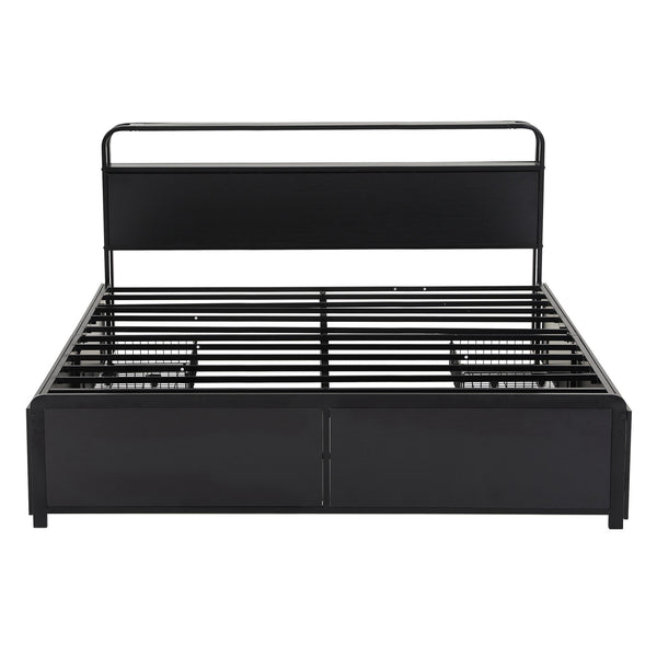 Artiss King Metal Bed Frame 4 Drawers Hidden Storage Headboard HEDY Awezingly