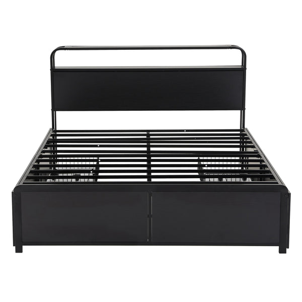 Artiss Queen Metal Bed Frame 4 Drawers Hidden Storage Headboard HEDY Awezingly