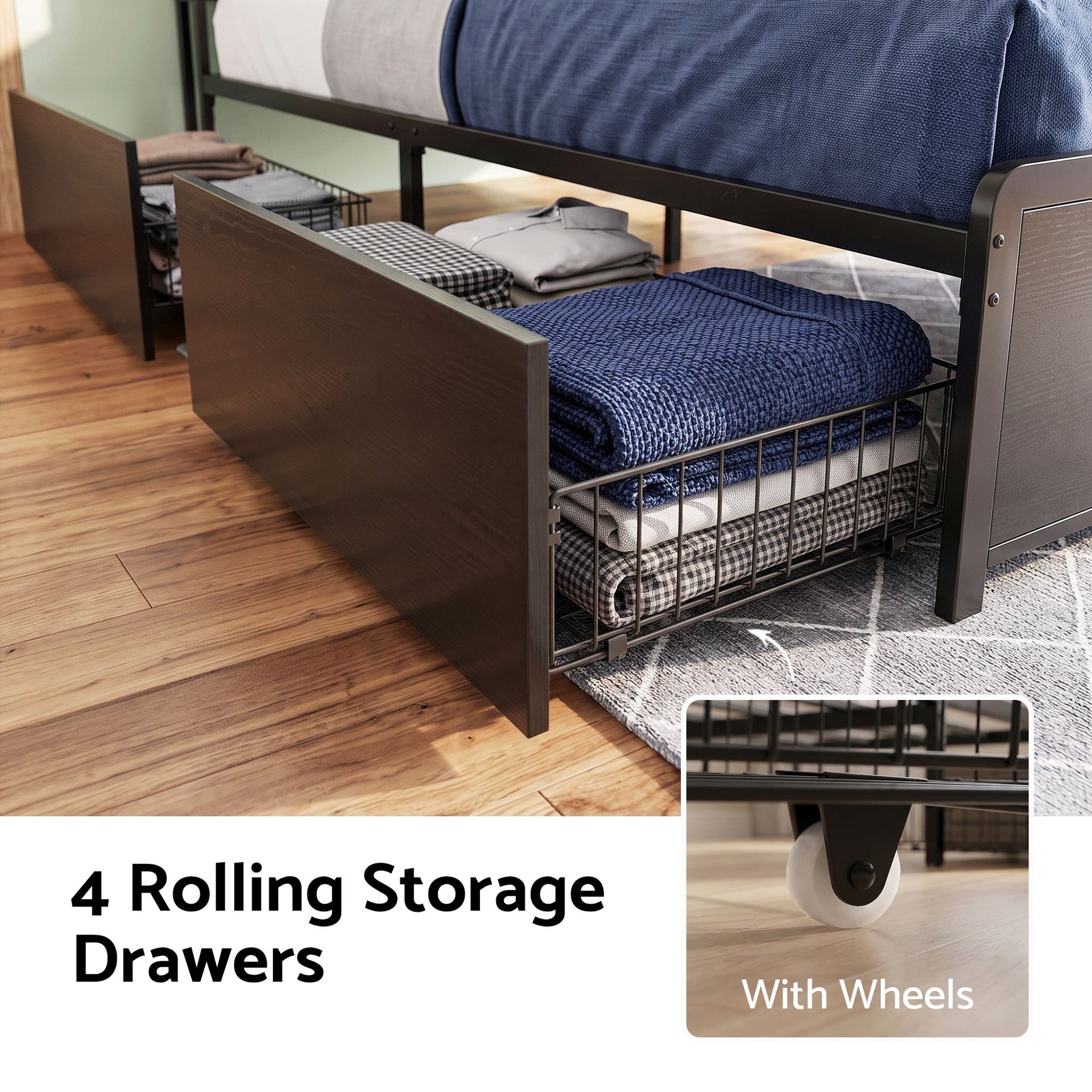 Artiss Queen Metal Bed Frame 4 Drawers Hidden Storage Headboard HEDY Awezingly