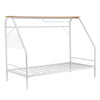 Artiss Single House Bed Frame Metal Canopy Bed Storage Shelf for Kids White