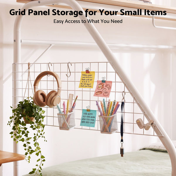 Artiss Single House Bed Frame Metal Canopy Bed Storage Shelf for Kids White Awezingly