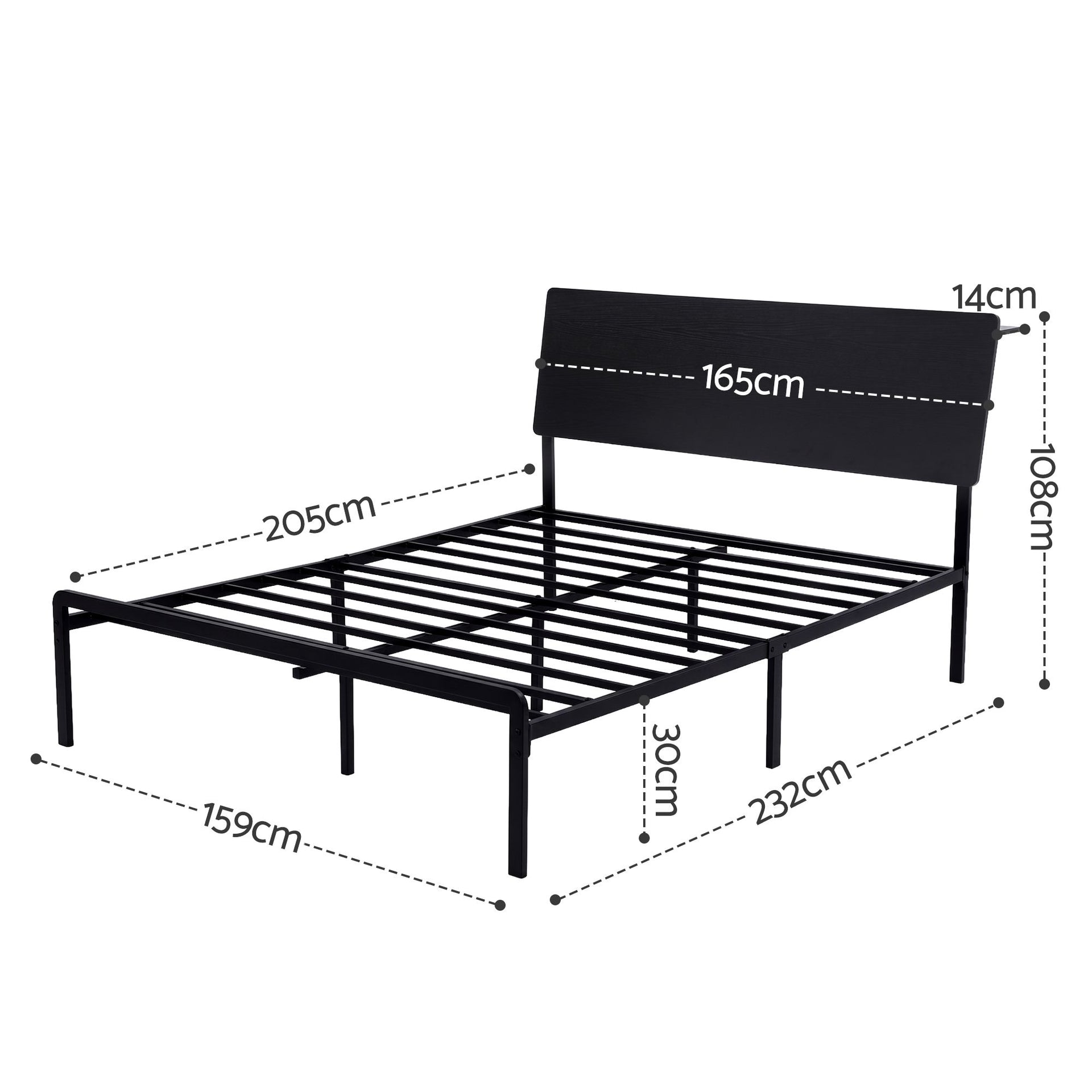 Artiss Bed Frame Queen Size LED Metal Bed Base with Charging Station LAN Awezingly