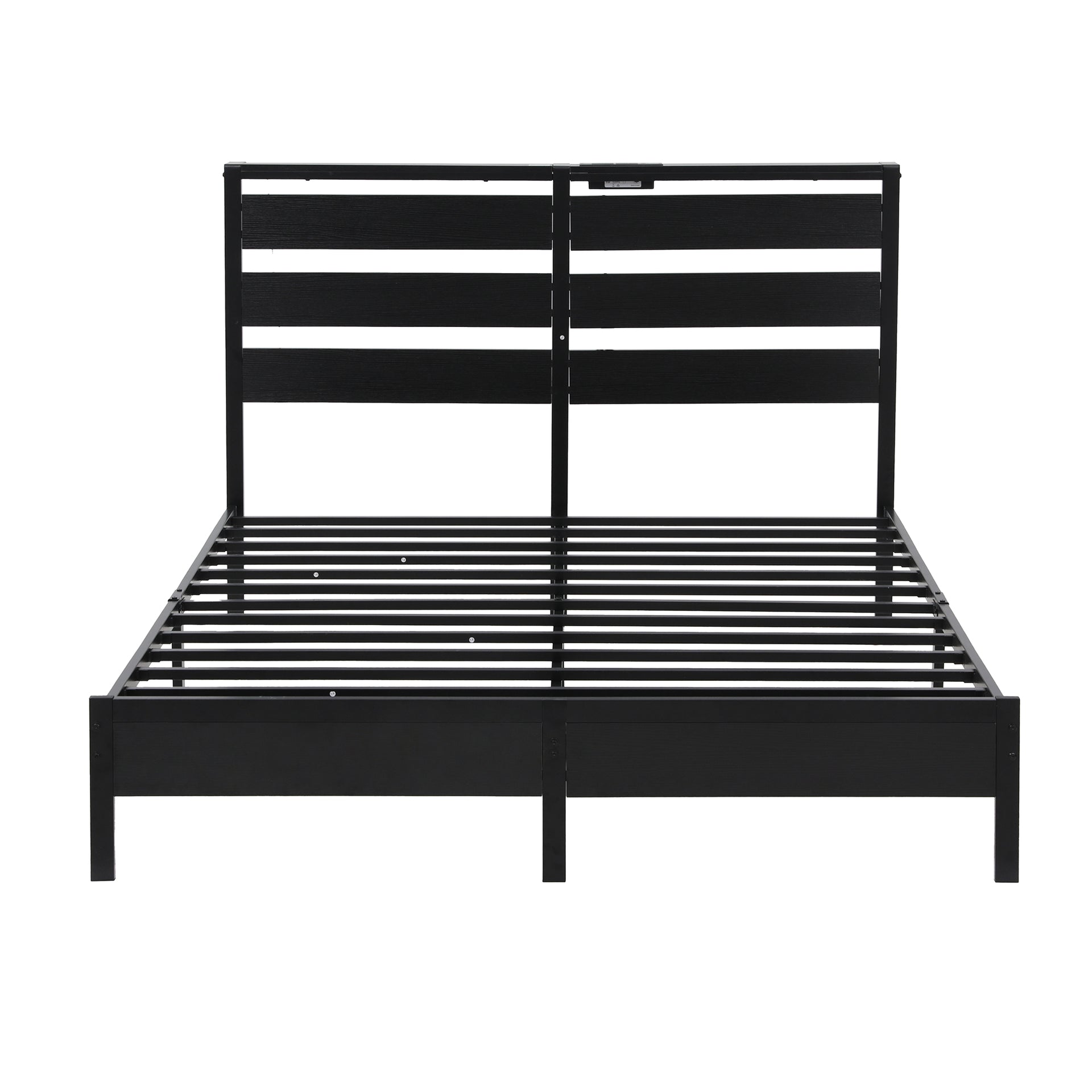 Artiss Bed Frame Queen Size LED Metal Bed Base with Charging Station
