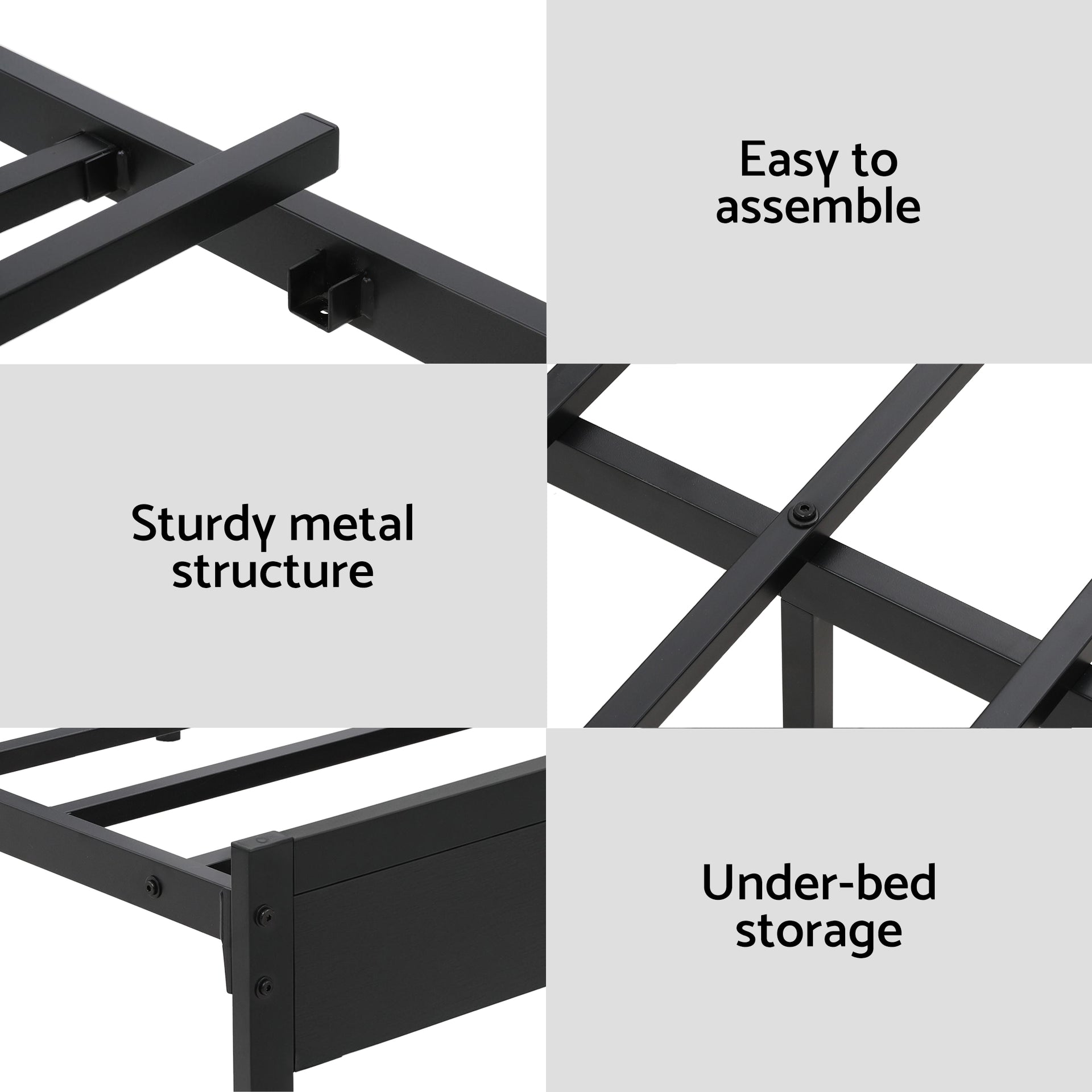 Artiss Bed Frame Queen Size LED Metal Bed Base with Charging Station