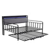 Artiss Bed Frame King Single LED Metal Trundle Daybed with Charging Station TURN
