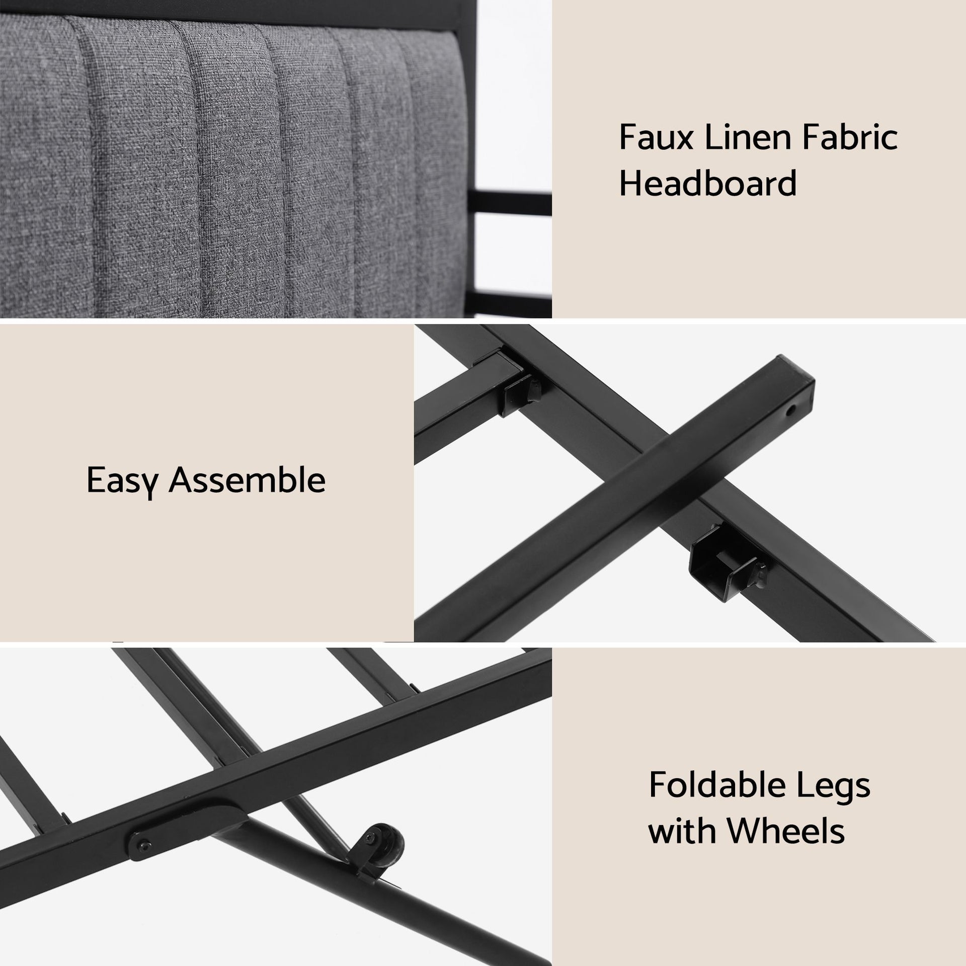 Artiss Bed Frame King Single LED Metal Trundle Daybed with Charging Station TURN Artiss