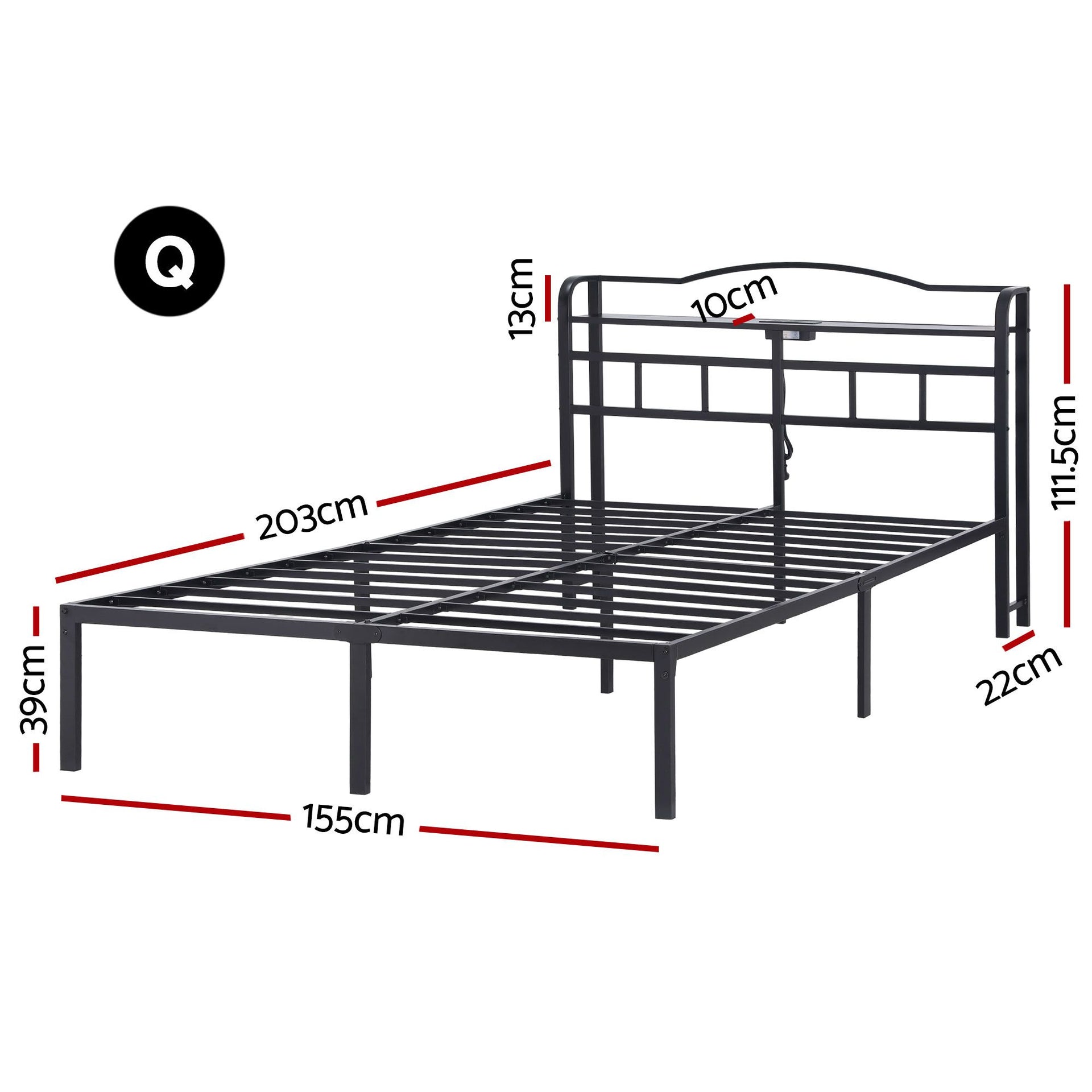 Artiss Bed Frame Queen Size with Charging Station WAVE Awezingly