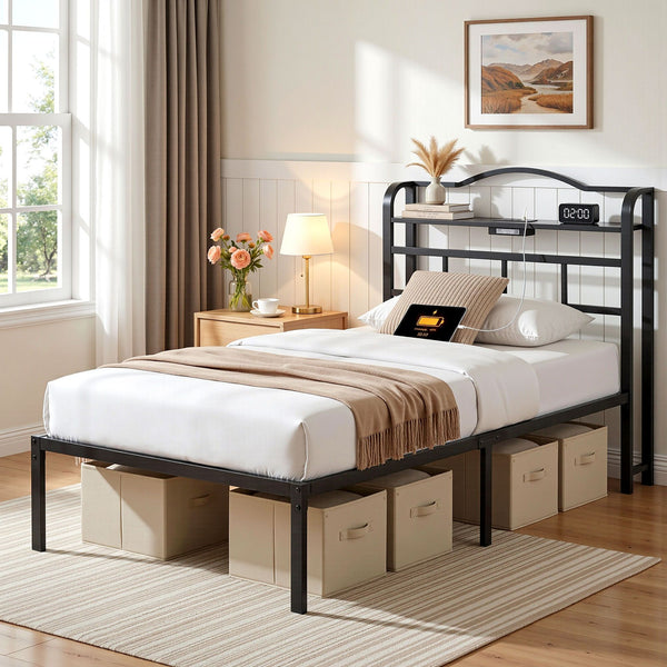 Artiss Bed Frame Single Size with Charging Station WAVE Awezingly
