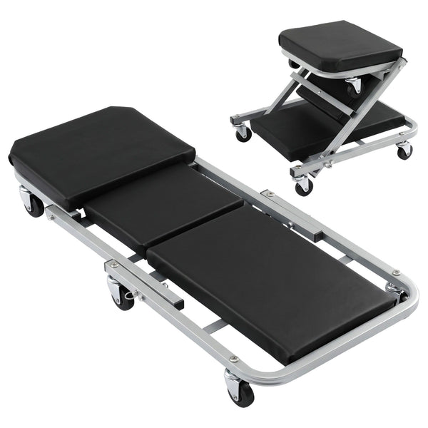 Giantz Garage Creeper 2-in-1 Mechanic Stool Rolling Automotive Z Creeper Seat Awezingly