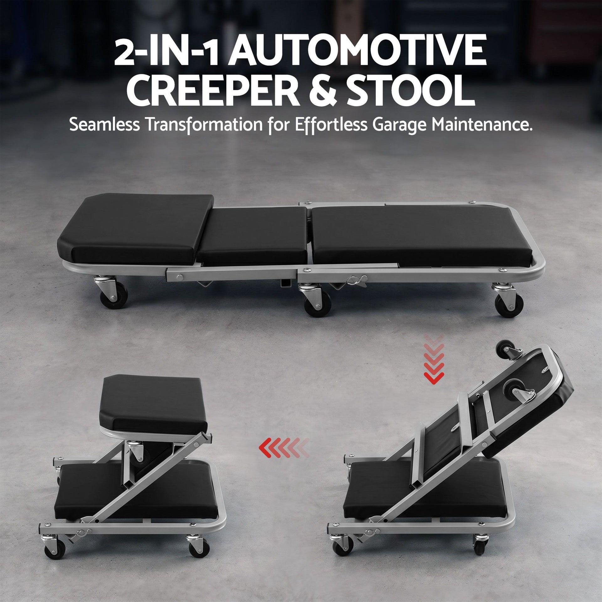Giantz Garage Creeper 2-in-1 Mechanic Stool Rolling Automotive Z Creeper Seat Awezingly