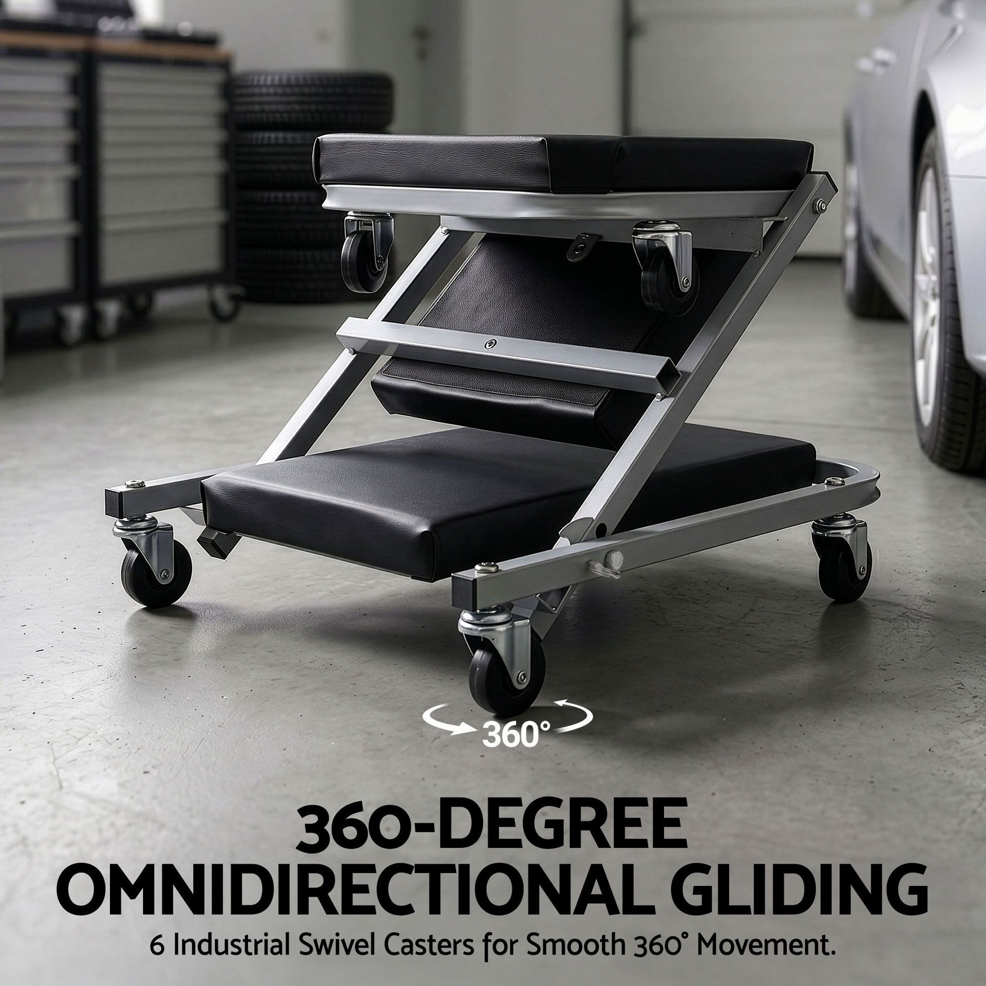 Giantz Garage Creeper 2-in-1 Mechanic Stool Rolling Automotive Z Creeper Seat Awezingly