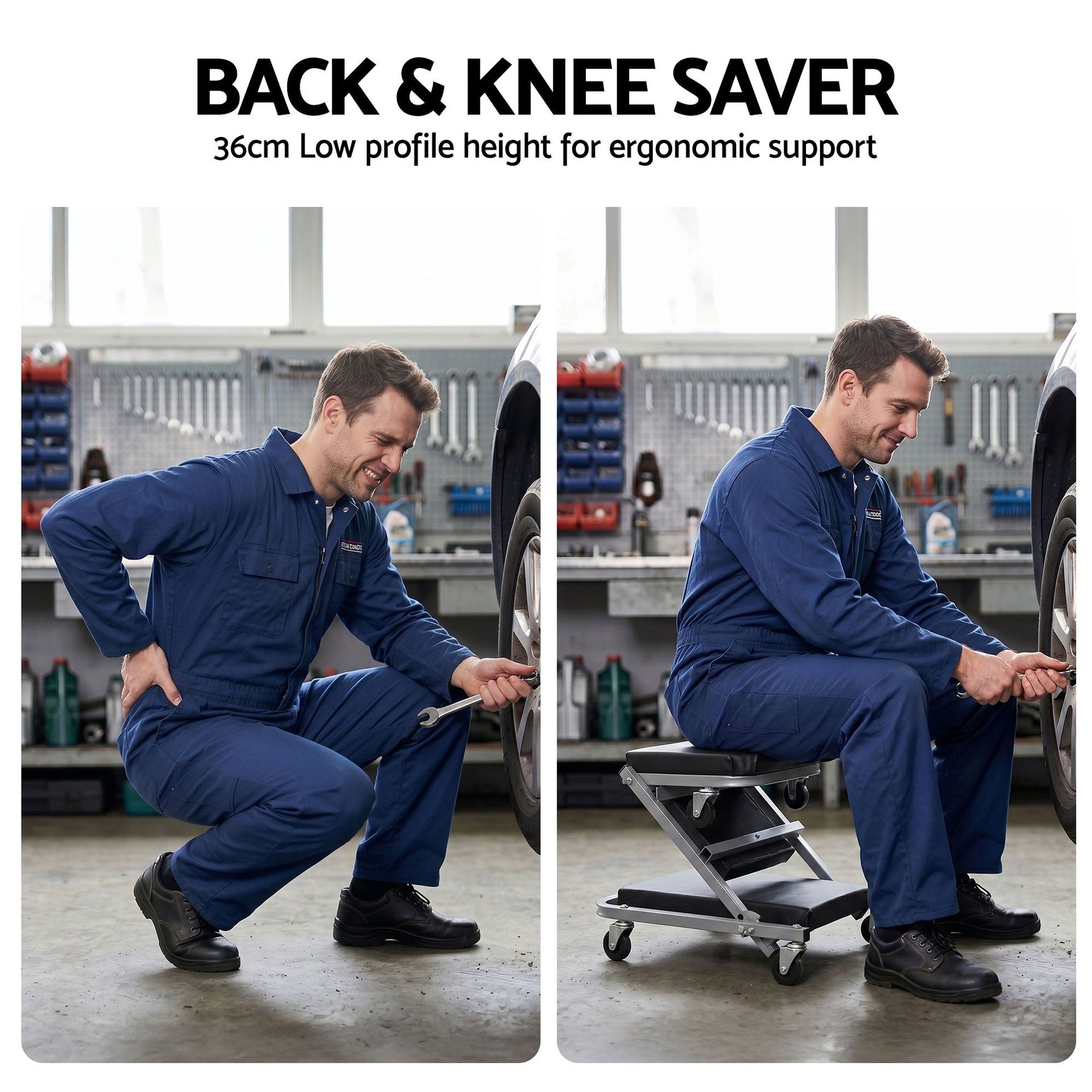 Giantz Garage Creeper 2-in-1 Mechanic Stool Rolling Automotive Z Creeper Seat Awezingly