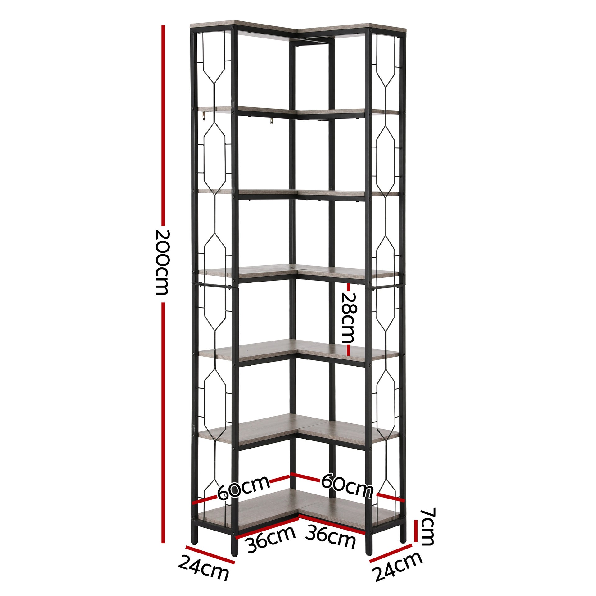 Artiss 6 Tiers Bookshelf Corner Shelf Bookcase Display Shelves Oak Awezingly